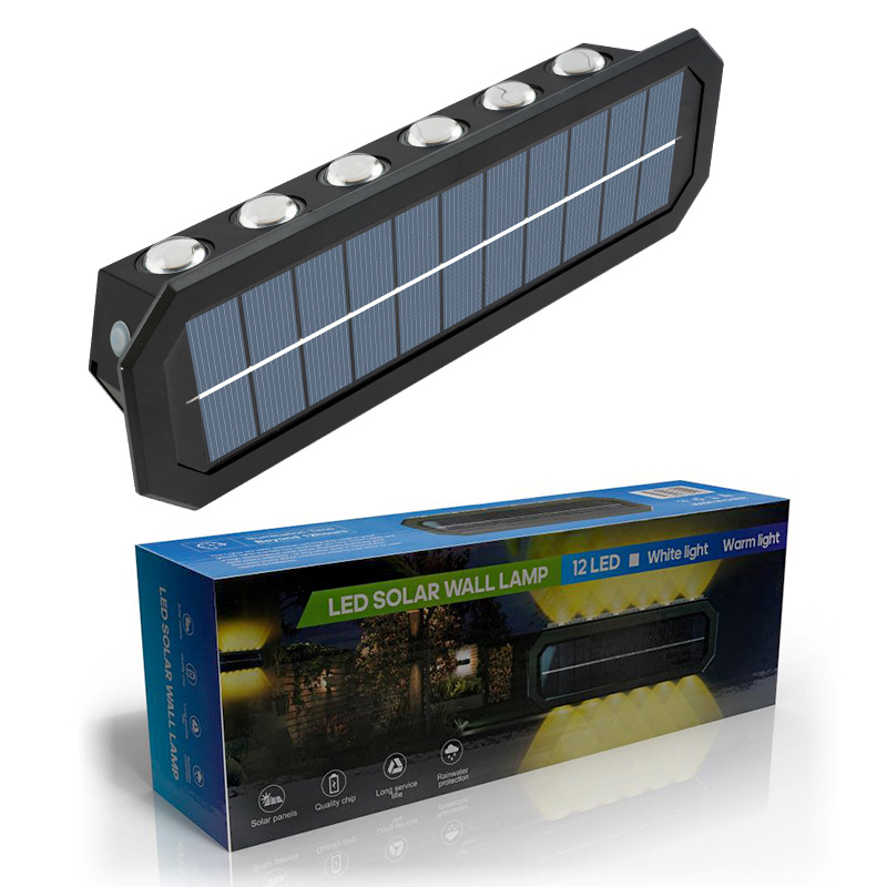 Lámpara de pared de puerta de patio transfronteriza, foco de villa de jardín al aire libre, impermeable, de doble cabezal, luz solar de alto brillo