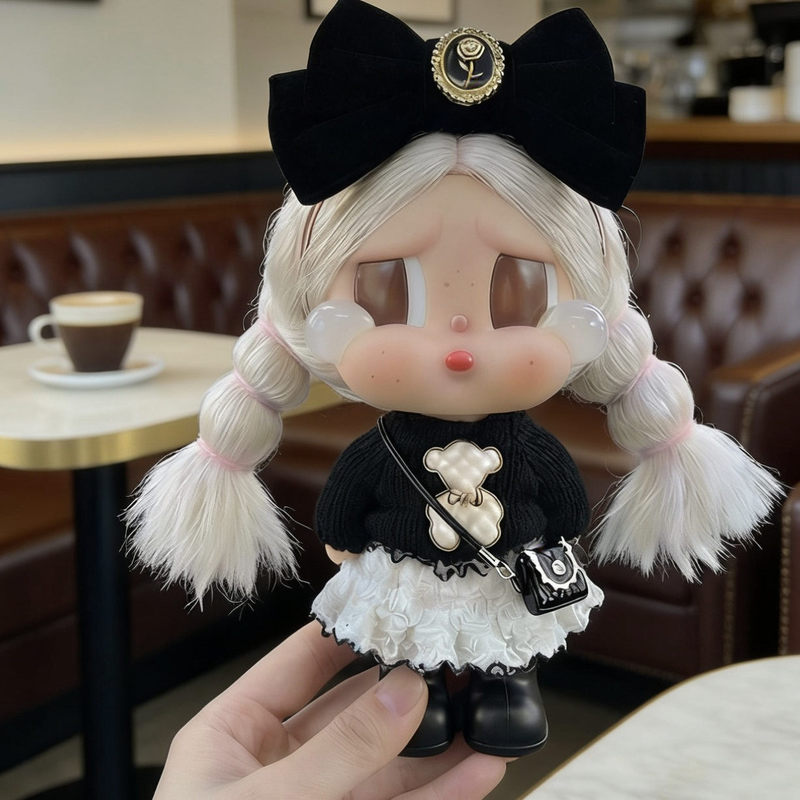 Cute Crying Doll Clothes Crybaby Vacation Vinyl Doll Clothes Spring and Summer Coffee-Colored Dress Outfit