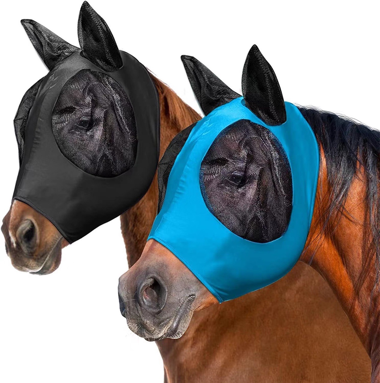 Cross-border equestrian face mask, breathable horse head cover, horse eye mask, mosquito and fly protection, horse face mask, horse protective gear, equestrian supplies