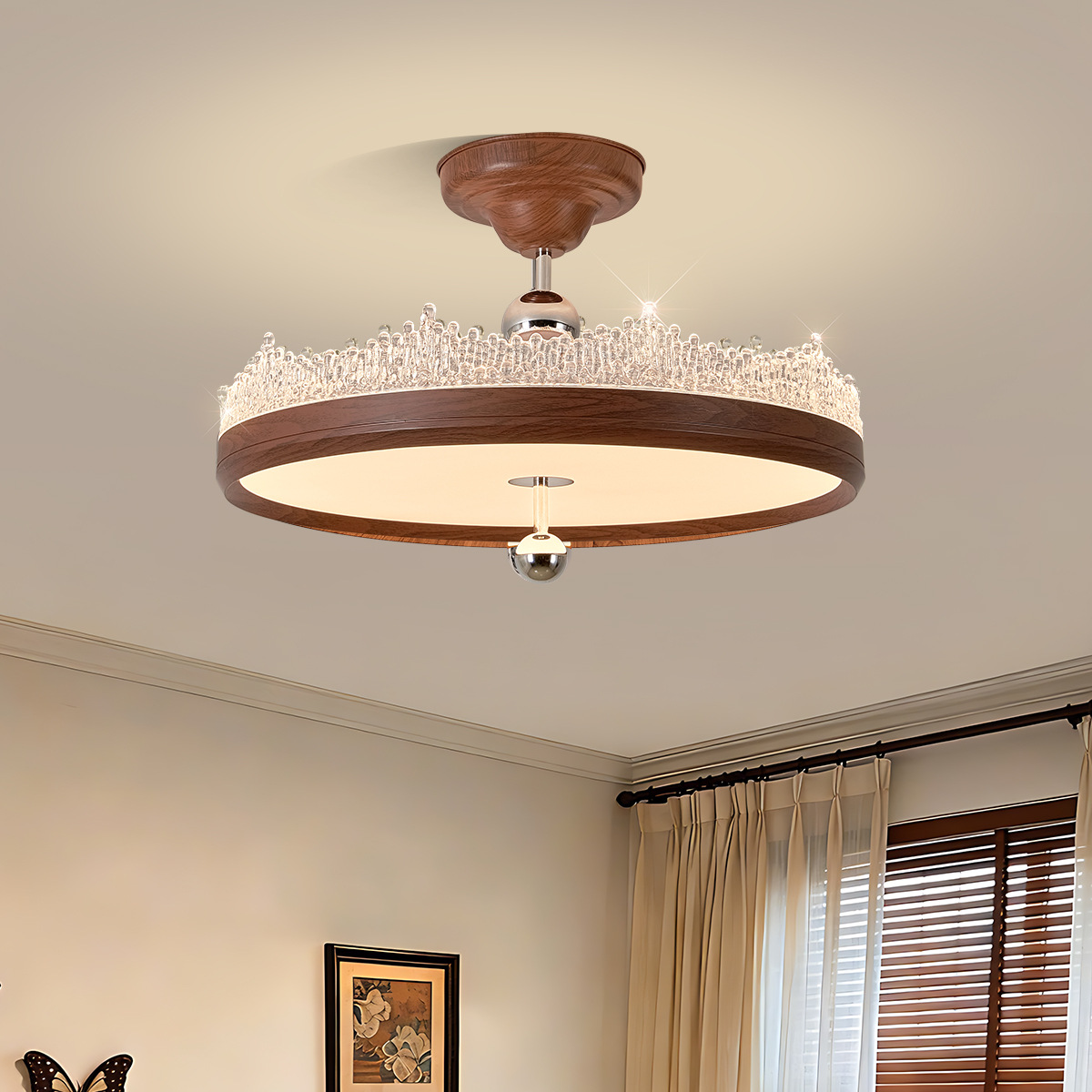 Medieval Feng goteo de agua dormitorio lámpara de techo 2026 nuevo color de madera brillante de espectro completo lámpara de estudio de ojos 293L