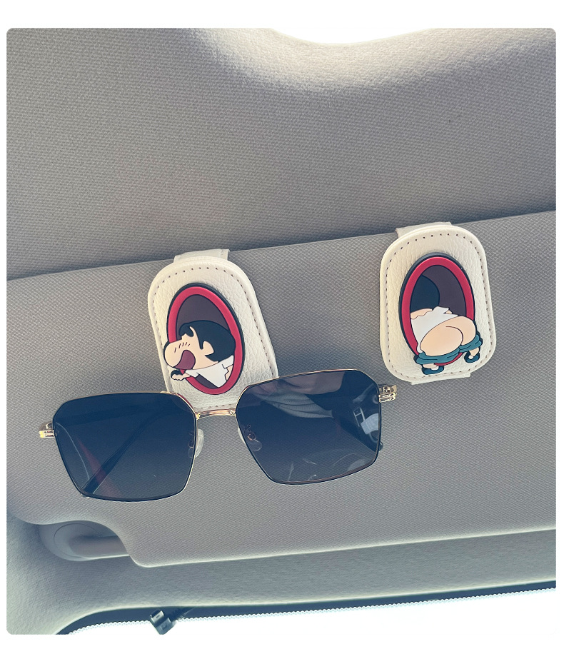 Car Glasses Holder Cute Crayon Shin-Chan Car Sun Visor Sunglasses Glasses Holder Car Sunglasses Bill Holder