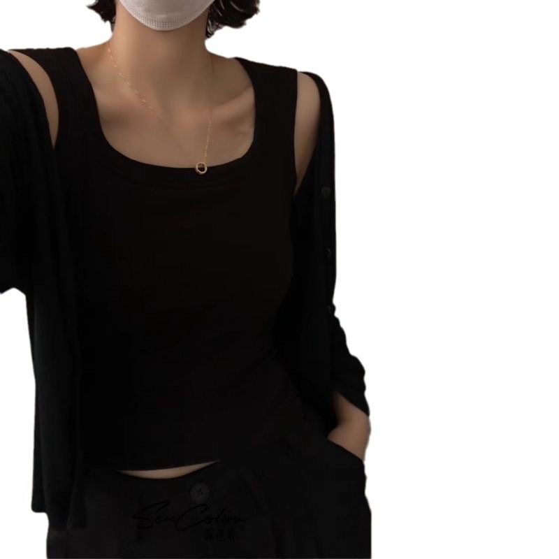 Otoño y invierno abrasión calentamiento chaleco de cinturón para mujeres 2024 nuevo tipo de bra de espalda en una camisa de cuello cuadrado sin mangas
