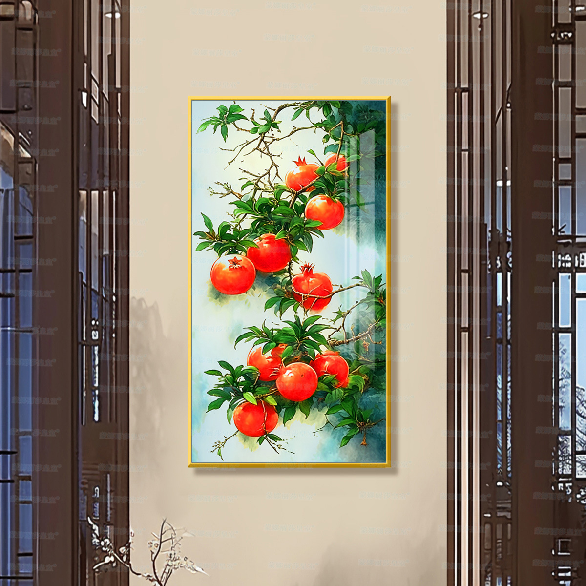[Algodón importado] Mona Lisa Real Bordado de cruz Duo Zi Duo Fu nuevo granada línea china moderna hecha a mano image 4