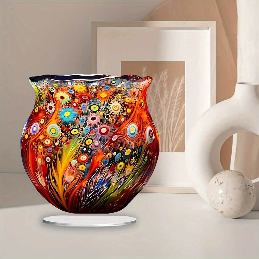 Трансграничные цветные мечтательные акриловые вазы для дома и офиса Настольная декоративная лента 2D плоская