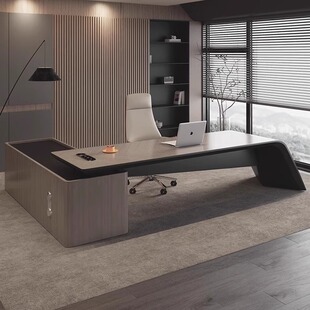 Silver Sandalwood Boss Desk, President Desk, Chairman Leadership Office, Classy Office Desk and Chair, Modern Simple Executive Desk