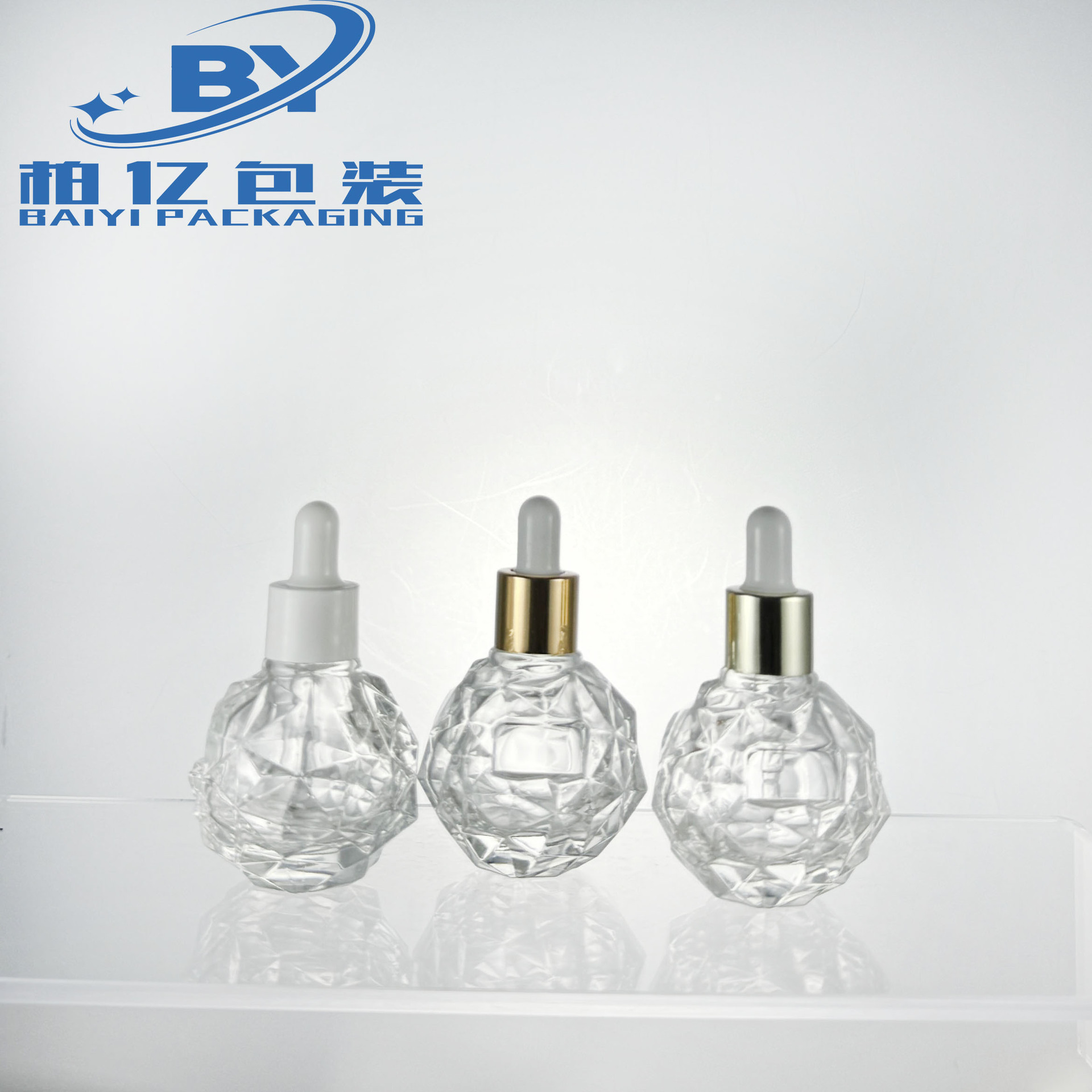 现货30ml香水精华滴管乳液瓶菱形瓶护肤品化妆品包装瓶包材批发