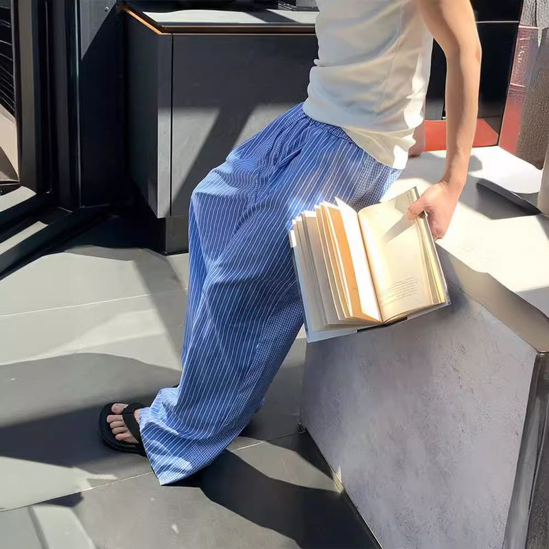 American Retro Thin Vertical Striped Wide-Leg Casual Pants Unisex Trendy Loose Floor-Length Versatile Straight-Leg Pants