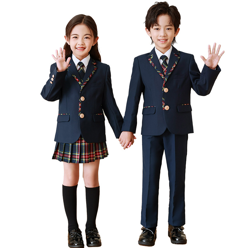Estilo británico uniforme de escuela primaria traje de niños JK uniforme traje de Niña estudiante de secundaria clase uniforme vestido de primavera y otoño ropa