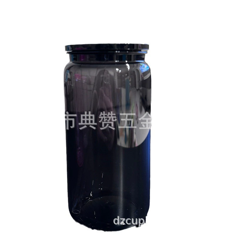 Colorful matte gradient plastic cup 16oz plastic mason cup drop resistant cola cup mason cup double layer plastic