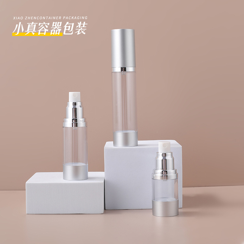 Botella airless plateada para spray y emulsión