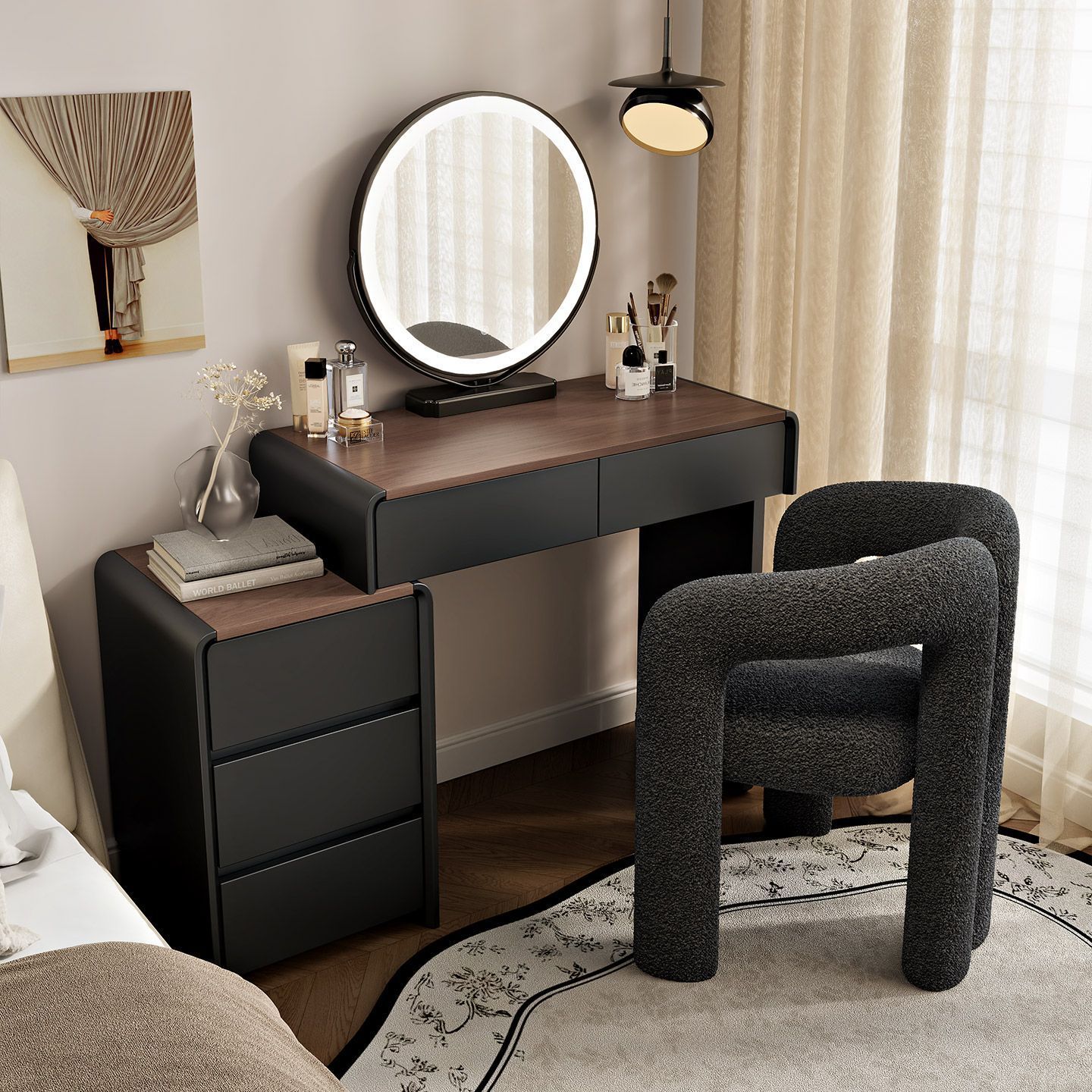 Small Solid Wood Dressing Table Storage Cabinet Integrated Cream Style Bedroom Dressing Table Internet Celebrity Simple Modern Dressing Table