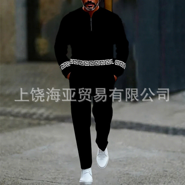 2025跨境外贸新品欧美热卖休闲潮流爆款男装两件套3d数码印花|undefined
