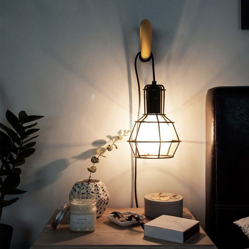 Bedside Lamp with Switch Plug-In Bedroom Internet Celebrity Lamp Night Light Decorative Lamp B&B Bedside Lamp Hanging Wall-Mounted