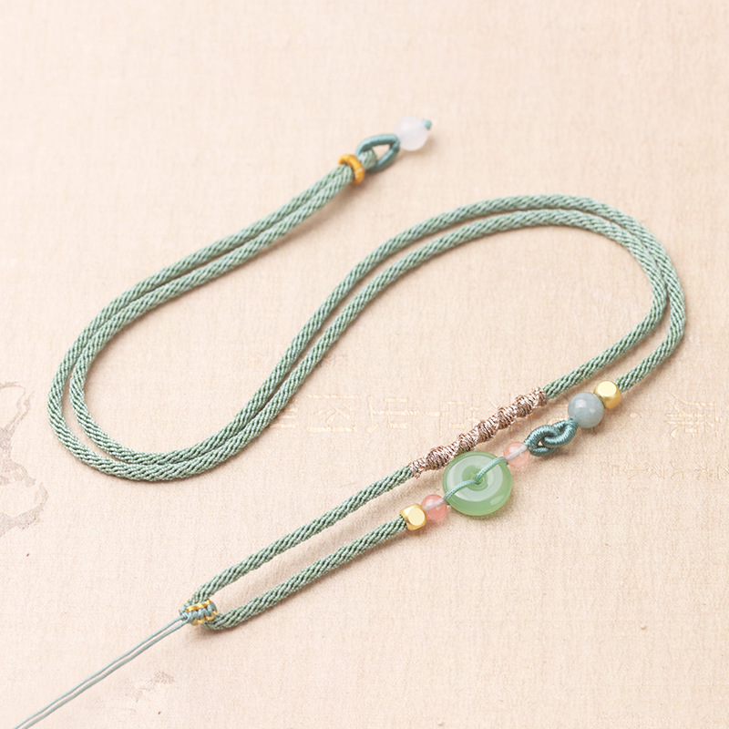 High-grade necklace rope hand-woven jade pendant lanyard jade pendant jade pendant jade Buddha green safe buckle men's and women's neck rope High-grade necklace rope hand-woven jade pendant lanyard jade pendant jade pendant jade Buddha green safe buckle men's and women's neck rope