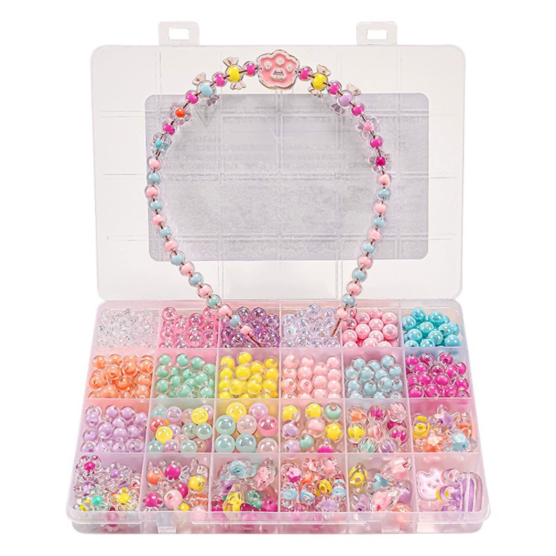 Набор для творчества: бусины, акриловые материалы, кристаллы для изготовления браслетов и ожерелий, развивающие игрушки для девочек