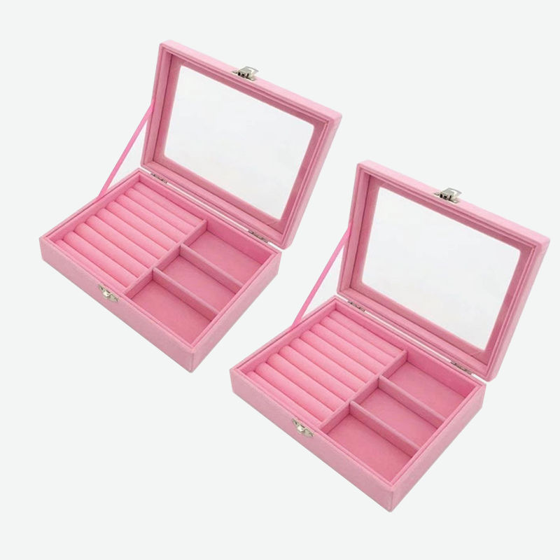 작은 보석함 핑크 스트립 링 3칸(2개 팩)