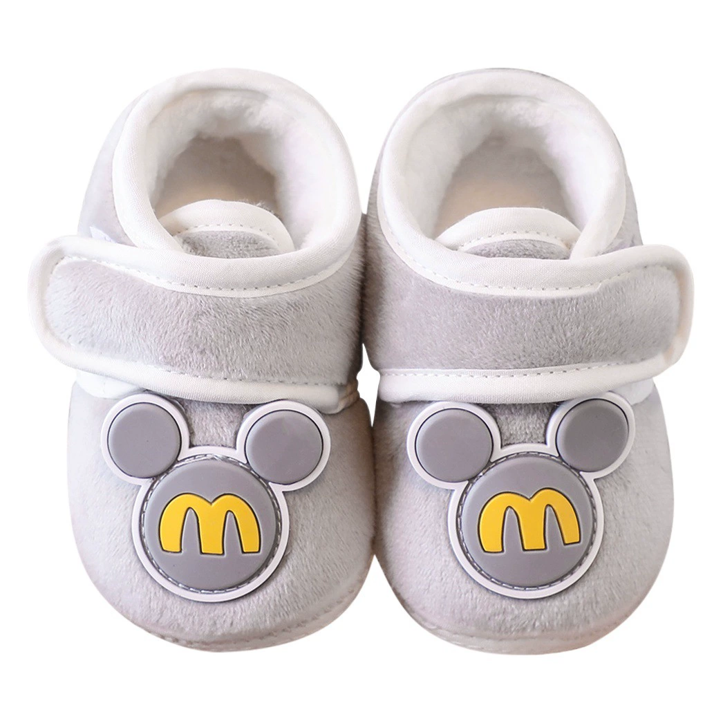 Осенне-зимняя От 0 до 1 года Мужская и Женская хлопчатобумажная обувь для малышей 3-6-12 месяцев детская обувь теплая Толстая флисовая подкладка