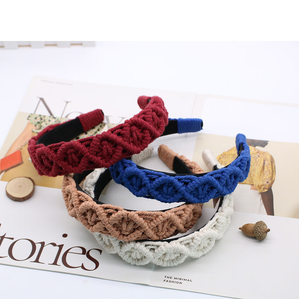 Fashion Argyle Pure Cotton Handmade Hair Band 1 Piece display picture 2