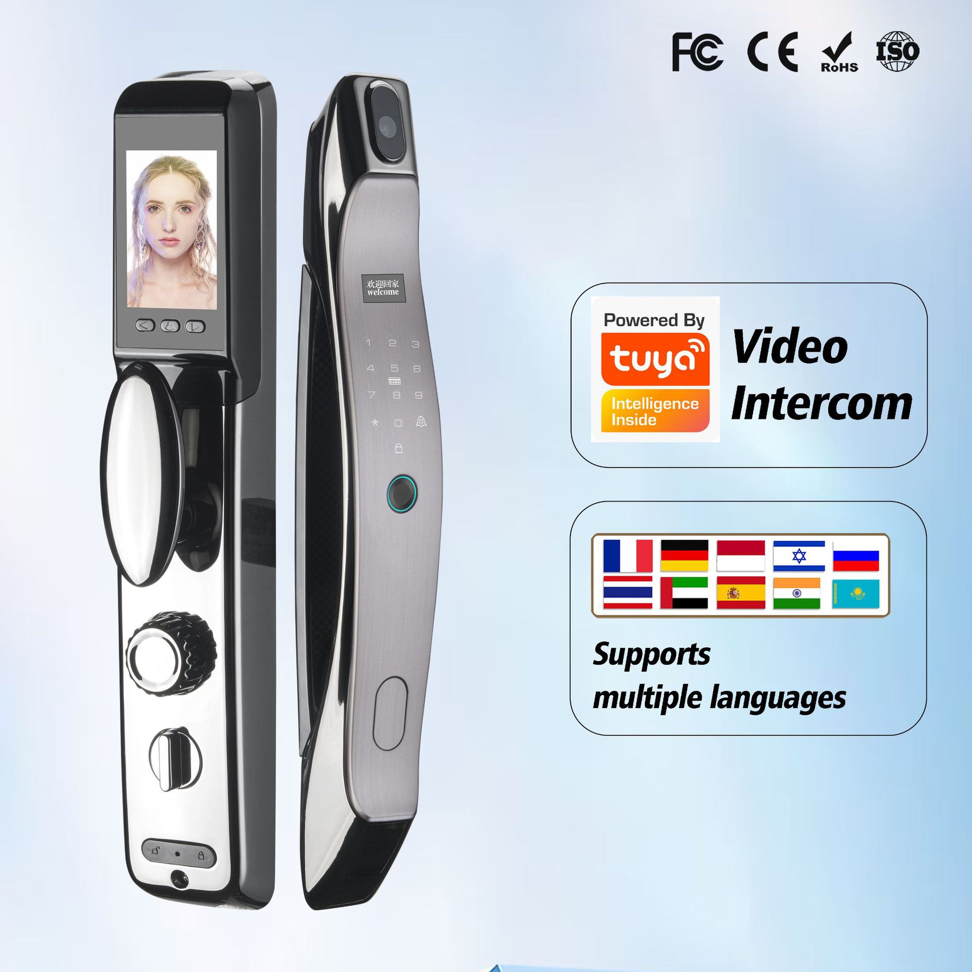 高端指纹涂鸦联动智能家居电子锁远程解锁可视门铃猫眼锁智能安防