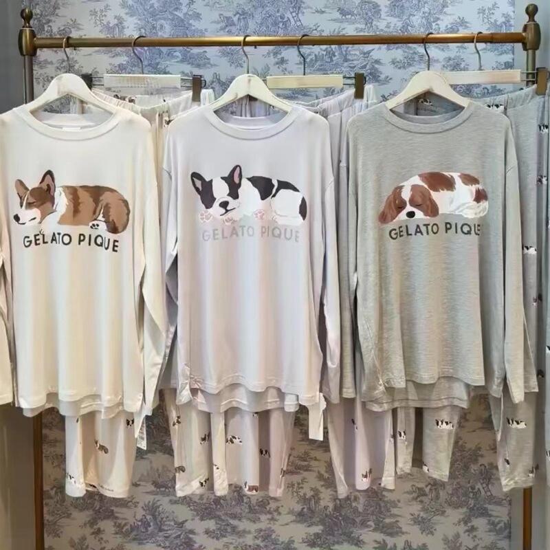Gp Pajamas Label-Free Soft and Fluffy New Ice Cream Puppy Sleep Modal Soft Skin-Friendly Set Pajamas Loungewear