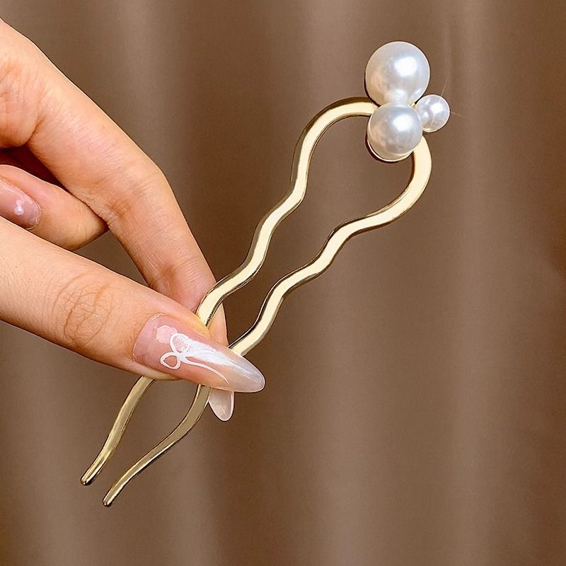 Perezoso dispositivo de cabello cabeza de bola de cuatro dientes peine de cabello pinzas de cabello invertidas pinzas de cabello en forma de U toque de cabello para mujeres