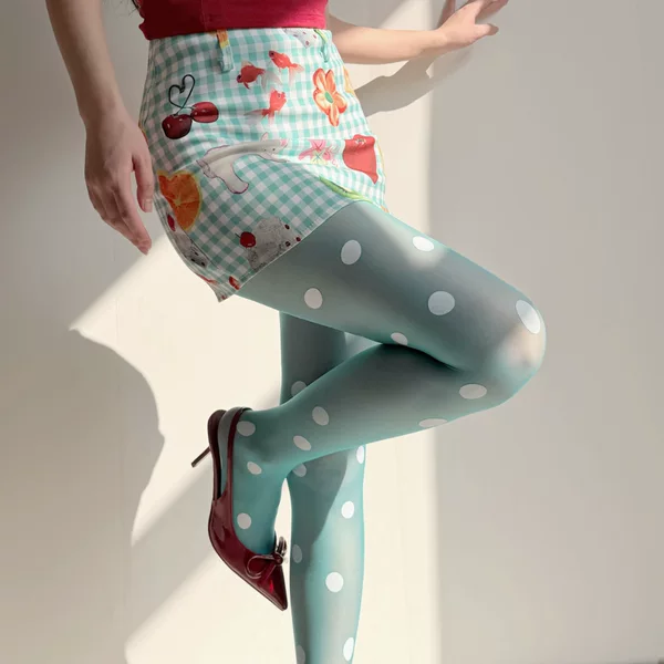 Spring and Summer New Trendy Colorful Polka Dot Printed Ultra-Thin Sheer Pantyhose for Women
