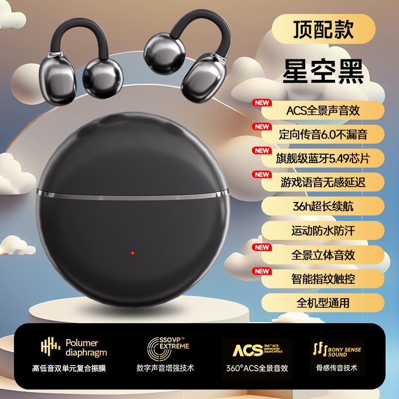 非インイヤー Bluetooth ヘッドセット骨伝導ワイヤレスイヤークリップタイプ 2025 新しいベルリンの音声 Huawei および Sony に適しています|undefined