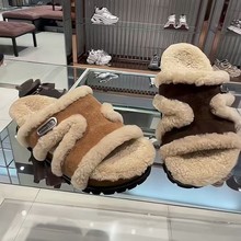 GC网红同款厚底勃肯半拖鞋女外穿2025秋冬新款复古百搭真皮毛毛鞋