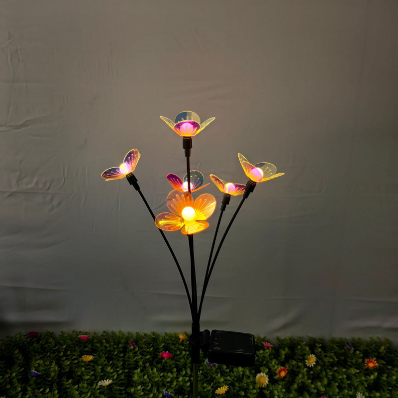 新しいソーラーホワイトボールフラワーライト LED 中庭装飾 6 ヘッドスイングライト庭の芝生中庭風景ライト|undefined