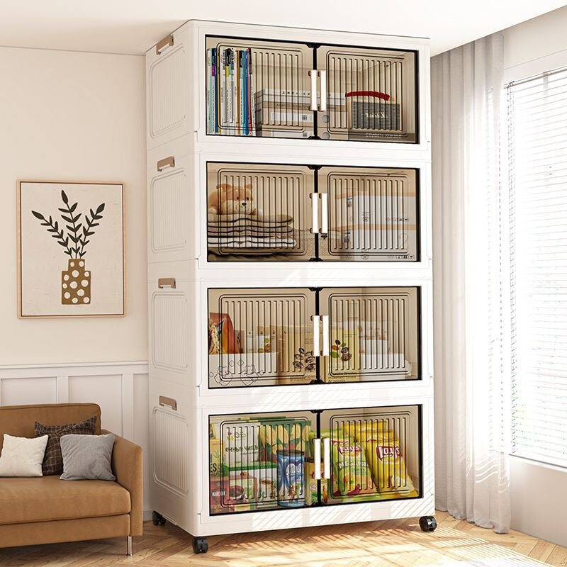 Folding storage cabinet for living room, multi-layer cabinet for baby toys and snacks, home-use extra-large clothing storage cabinet, dust-proof storage rack Folding storage cabinet for living room, multi-layer cabinet for baby toys and snacks, home-use extra-large clothing storage cabinet, dust-proof storage rack