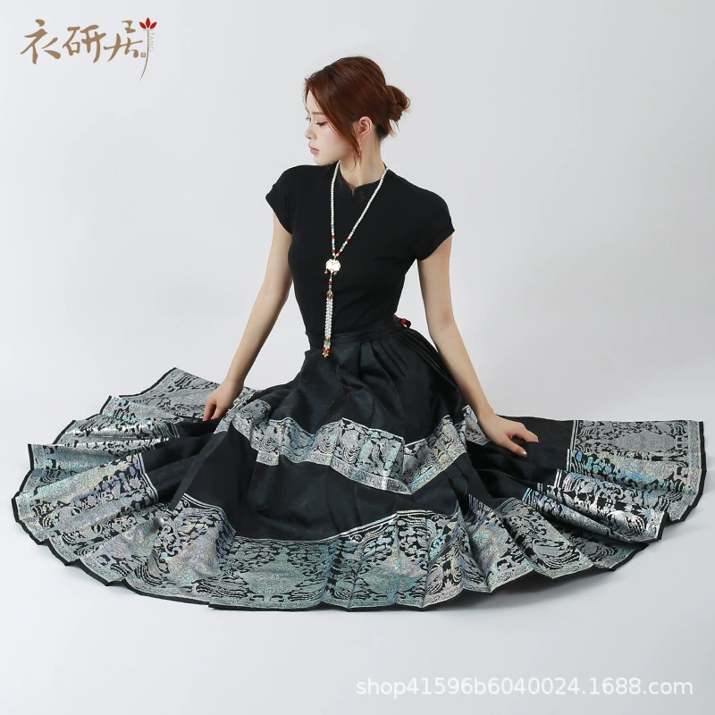 Yi Yanju макси юбка костюм 2023 Новый Ming Улучшенная Повседневная пригородная юбка Hanfu-Fenglian Yuding