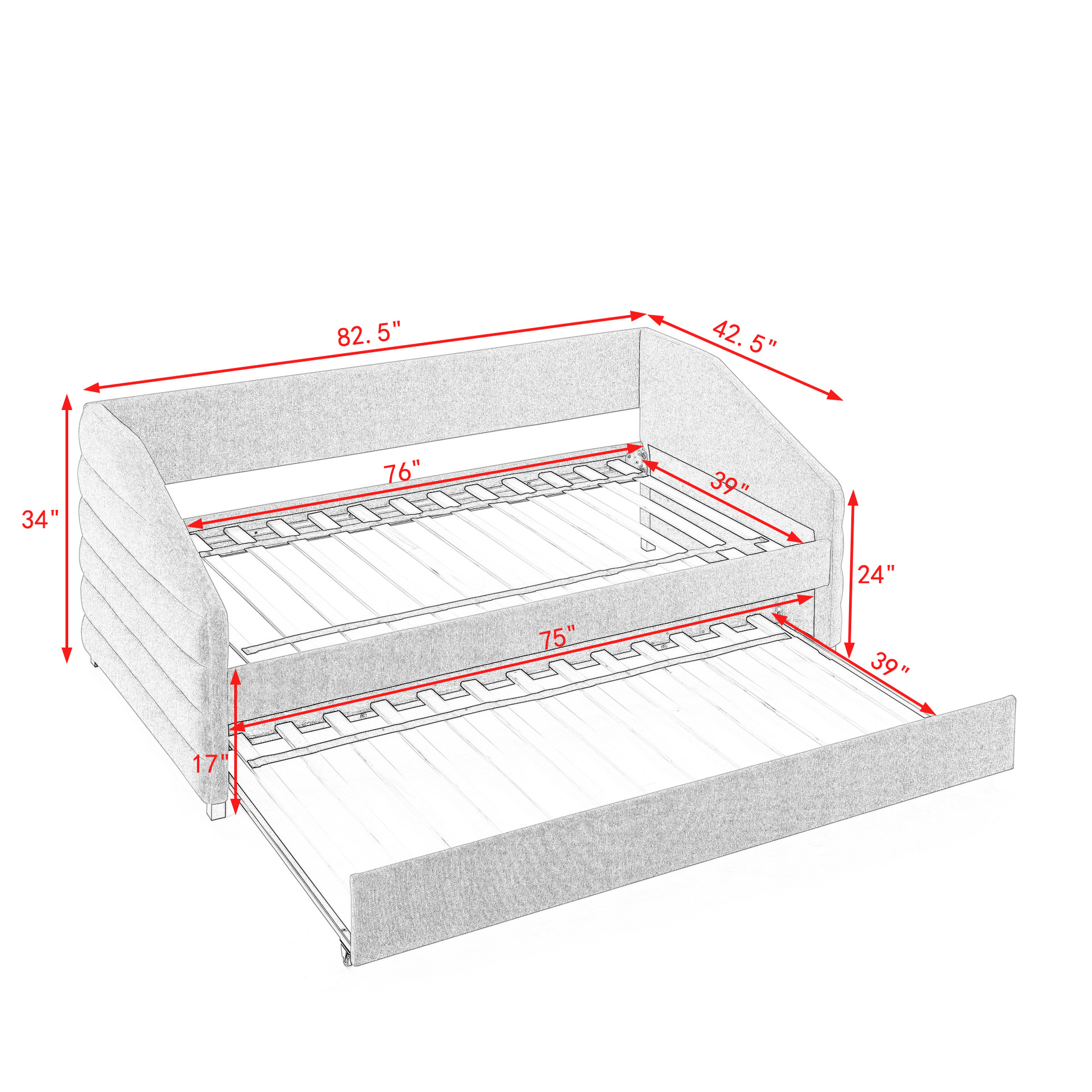 Cama simple con tela de ocio de madera