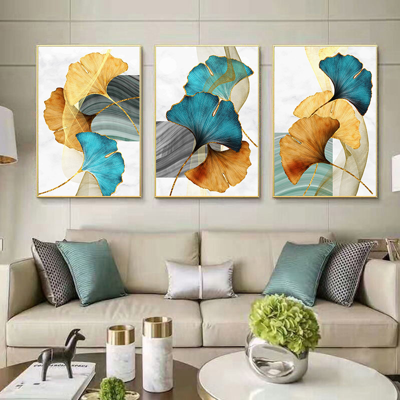 Amazon portal abstracto cuelga pintura pulverización lienzo ginkgo núcleo de pintura de decoración de sala de estar nórdica pintura mural sin marco