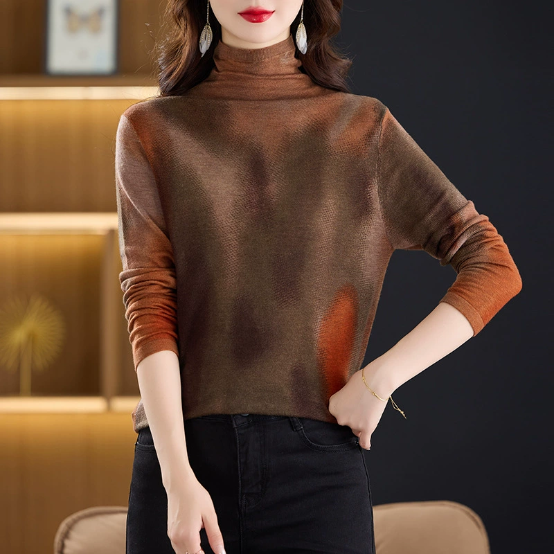 Темперамент сложенный воротник осенью и зимой водорастворимый ретро шерстяной нижний свитер
