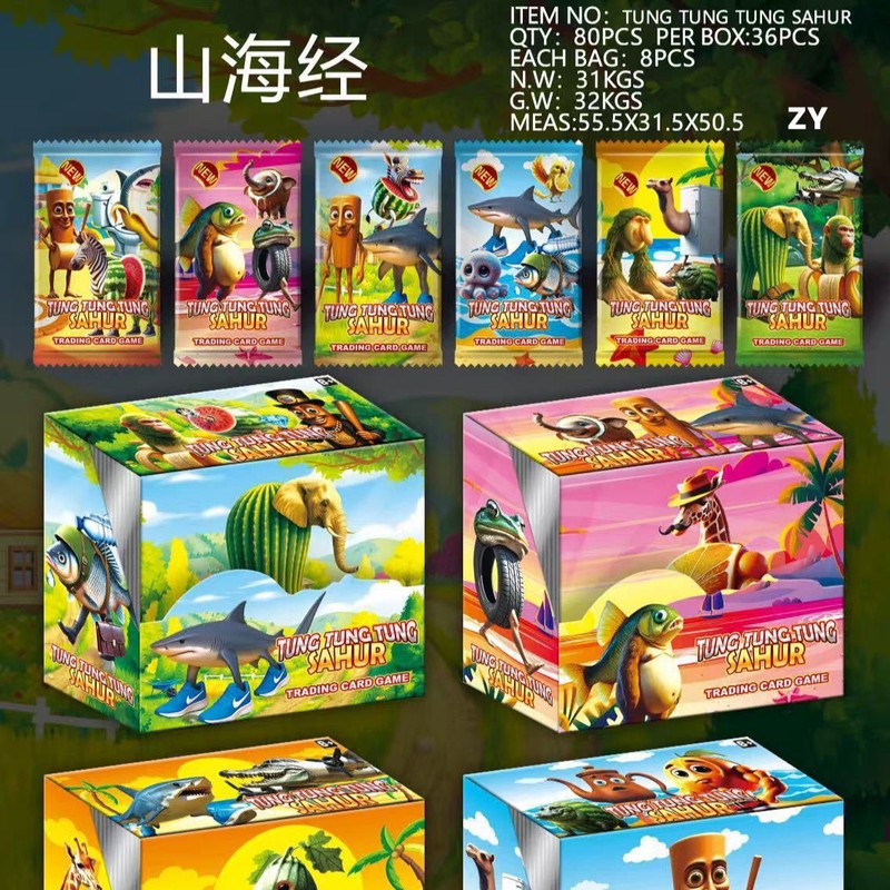 新しい外国の山と海の経典カード、レアカードの箱、アメリカンウッドスティックマンレーザーフラッシュカード、子供のおもちゃのフルセット|undefined