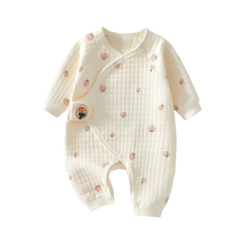 Newborn baby clothes, autumn and winter warm clothes, type A pure cotton, boneless straps, one-piece, 0-3 months old baby clothes