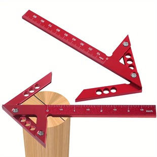 Aluminum Alloy Woodworking Ruler Center Scribe Ruler 45-Degree Right Angle Marking Gauge Arrow Ruler Measuring Tool for Precise Measurement