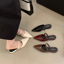 法式气质浅口尖头半拖鞋女2025夏季外穿一脚蹬懒人穆勒鞋包头凉拖