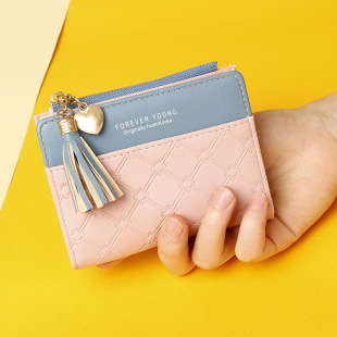 Cross-border Wallet Women's High-end Short Zipper Wallet Korean-style Tassel Simple All-match Coin Purse Clutch Bag for Women