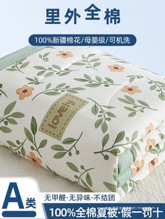 Class a Cotton Summer Quilt Inside and Outside 100% Cotton Air-Conditioned Quilt Dormitory Single Cotton Quilt Washable Quilt 4-Piece Set