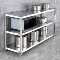 Stainless steel kitchen shelf stand 3-layer microwave storage rack household multi-functional pot holder