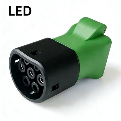Elektrikli avtomobil şarj stansiyaları — European Standard Vehicle-Side Discharging Universal - green-anti-theft-european-standard-female-connector-illuminated