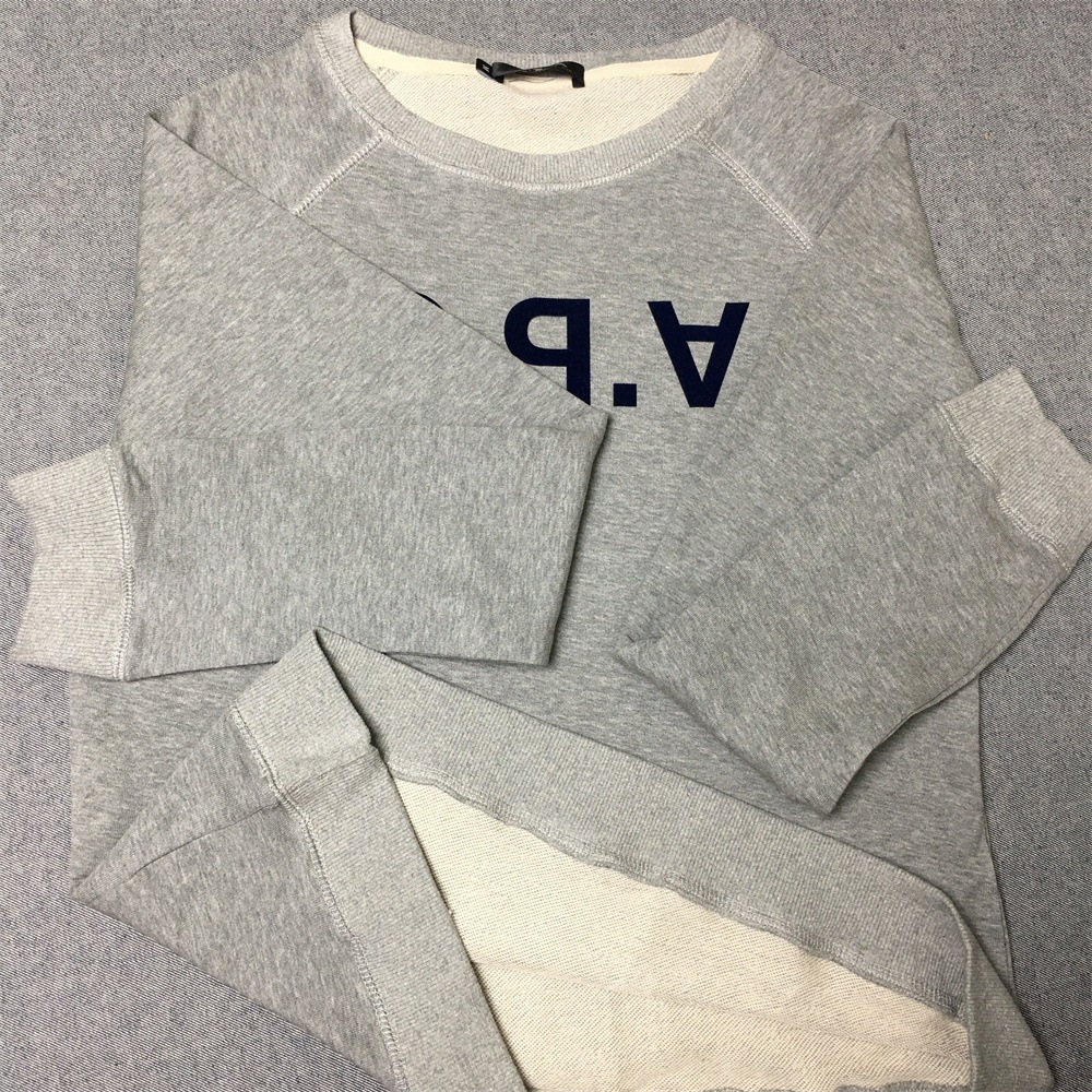 Korean and Japanese New Fashion Trendy Popular Foreign Trade Casual Apc Style Flocked Round Neck Unisex Sweatshirt