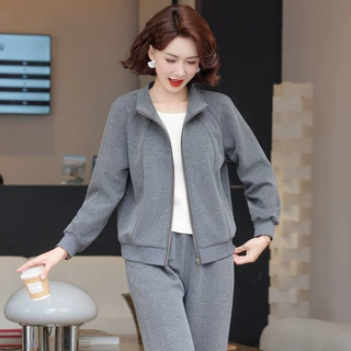 中老年运动服套装女春秋2026新款妈妈秋装外套休闲减龄上衣两件套