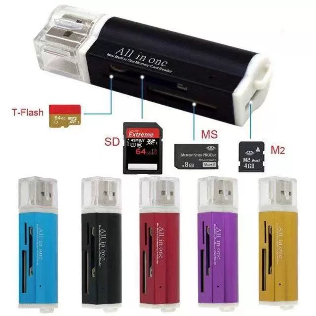 Siheyi USB2.0 card reader TF/MS/SD/M2 four-slot aluminum alloy lighter type memory card