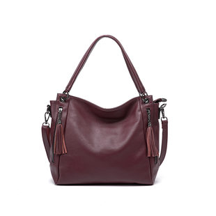 Capacious one-shoulder bag, genuine leather