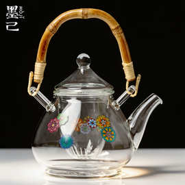墨己玻璃竹节泡茶壶茶具茶水分离花茶壶烧水煮煮茶壶凉水壶耐高温