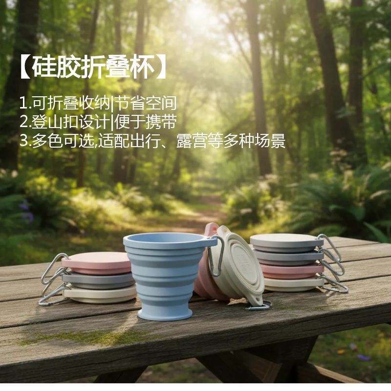 Yeni Silikon Katlanabilir Bardak Taşınabilir Outdoor Seyahat Eco Friendly Su Bardağı Kapak ile Teleskobik Askı Kancası Gargara Bardağı