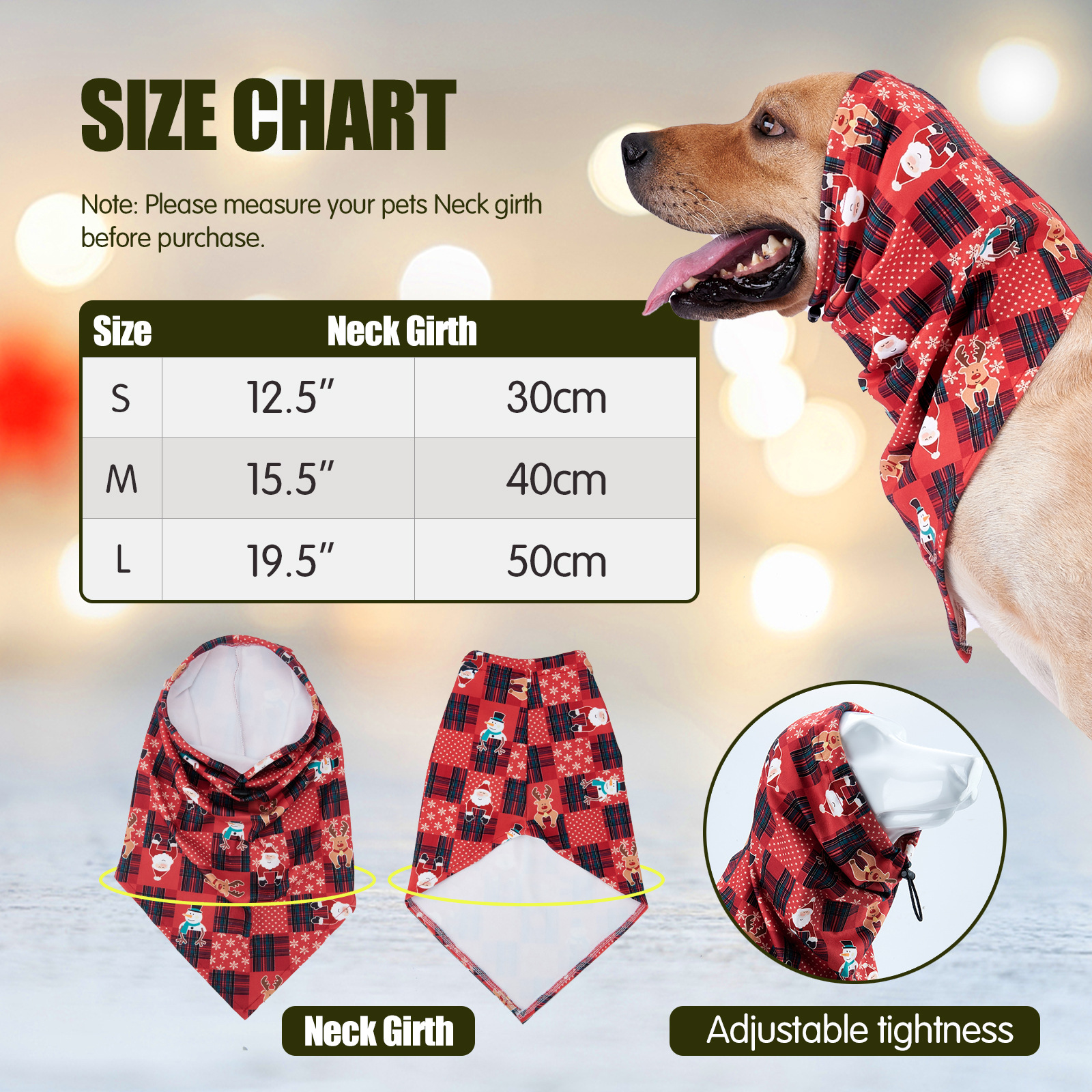 跨境新品寵物狗狗頭巾安撫頭套口水巾狗圍脖圍兜圣誕裝飾頭巾頭套