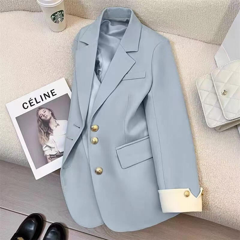 Casual Suit Jacket for Women 2025 New Korean Style Spring and Autumn Suit Casual Women's Small Suit Black Foreign Trade Cross-Border